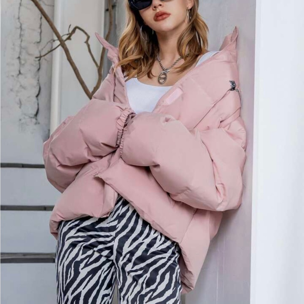 Shein COLDBREAK Letter Graphic Zip Up Puffer Coat - Picture 4 of 7